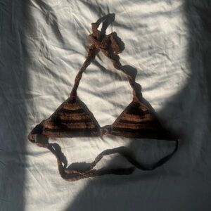 Akola Brown and Black Crochet Bikini Top